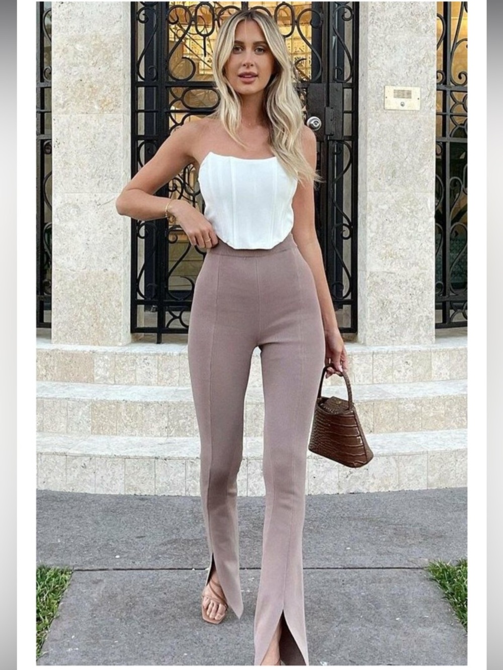 White fox flared pants